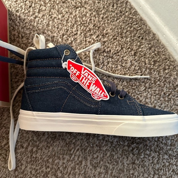 Vans x Madewell Sk8-Hi Denim high top sneakers! Size 8.5 Worn Once! Like New! - Picture 2 of 5